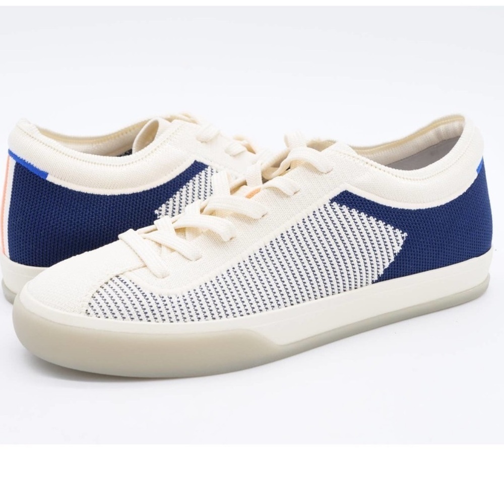 Like New Rothy's navy and white lace up sneaker women 10